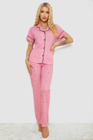 Жіноча піжама з принтом, колір рожевий, 243R7058