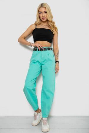 Джинси жіночі балони, колір бірюзовий, 182R00267