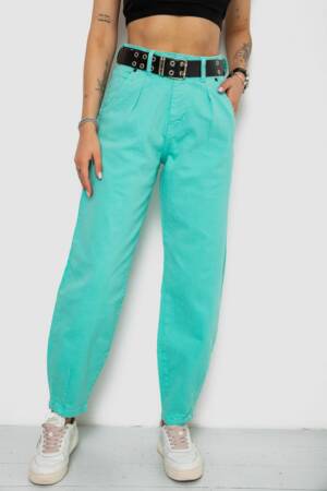 Джинси жіночі балони, колір бірюзовий, 182R00267