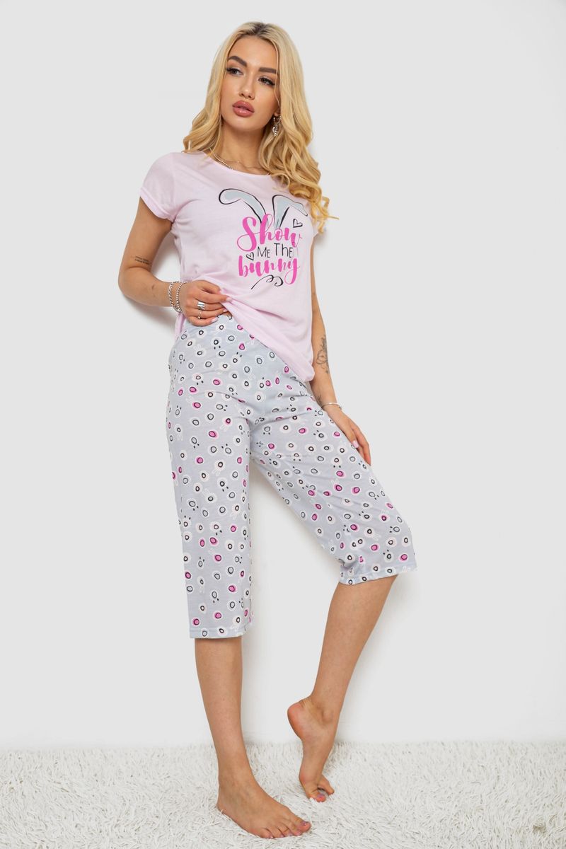 Піжама жіноча з принтом, колір рожевий, 243R7078 - Зображення 3