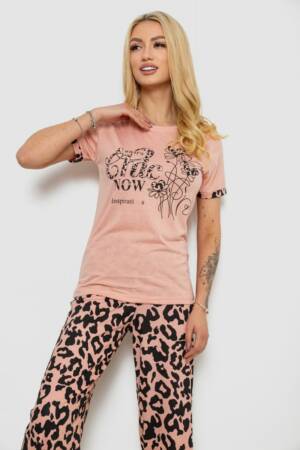 Піжама жіноча з принтом, колір персиковий, 243R2032-A