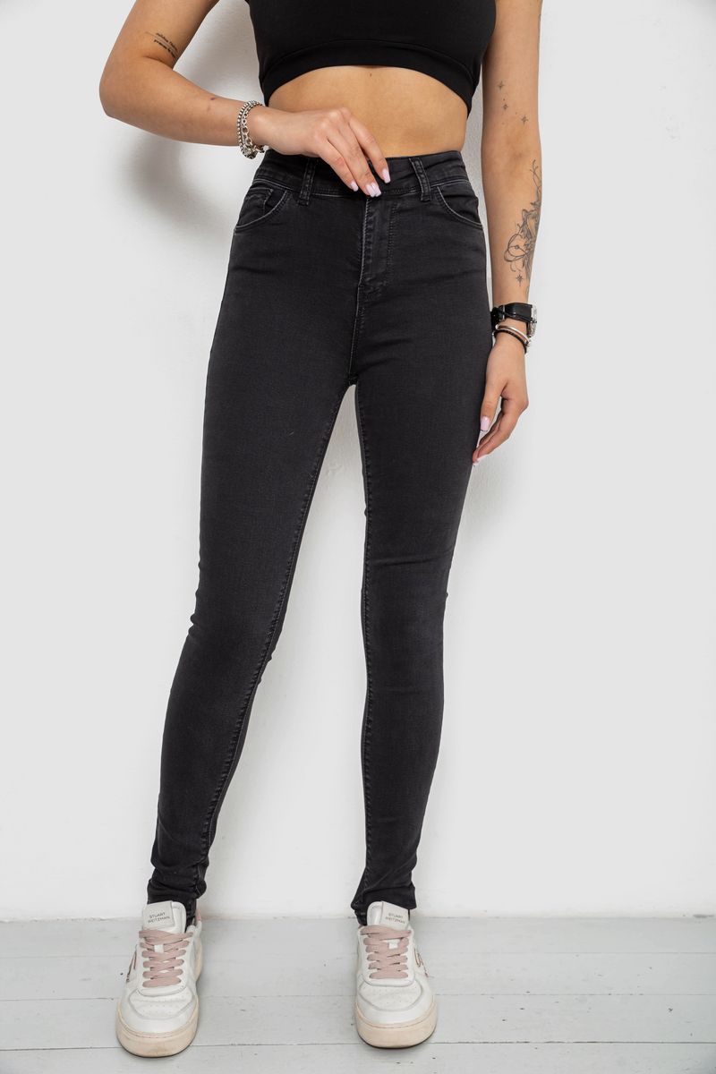 Джинси жіночі Skinny, колір чорний, 182R4296