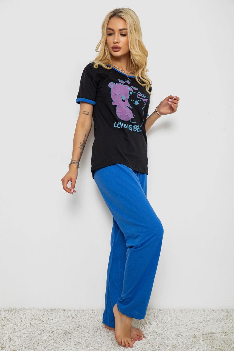 Піжама жіноча з принтом, колір чорний, 243R20257 - Зображення 3