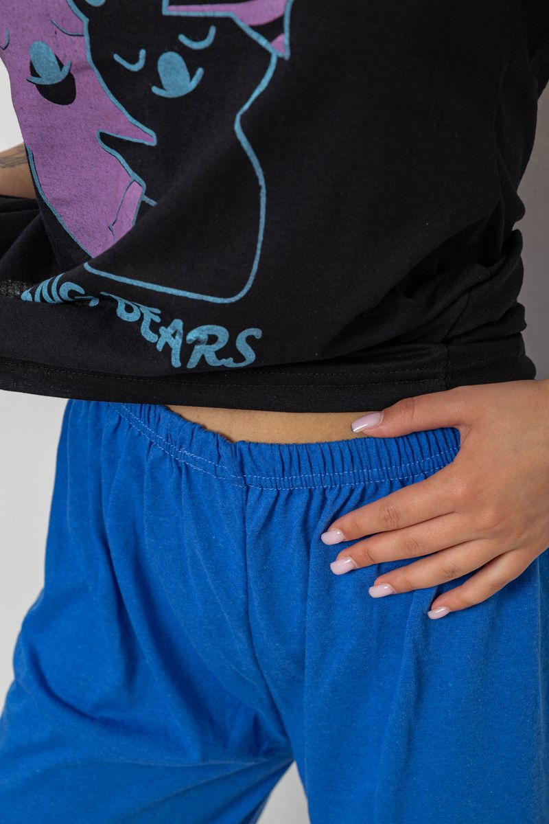 Піжама жіноча з принтом, колір чорний, 243R20257 - Зображення 5