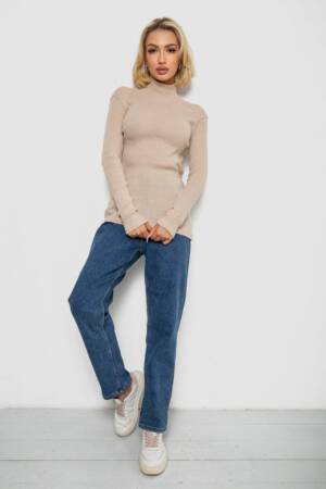 Гольф жіночий однотонний в рубчик, колір бежевий, 238R803