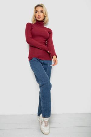 Гольф жіночий однотонний в рубчик, колір бордовий, 238R803