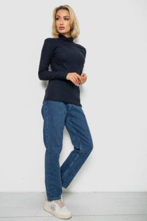 Гольф жіночий однотонний в рубчик, колір темно-синій, 238R803