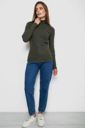 Гольф жіночий однотонний в рубчик, колір хакі, 238R803