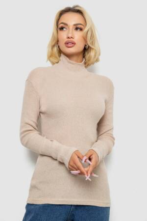 Гольф жіночий однотонний в рубчик, колір бежевий, 238R803