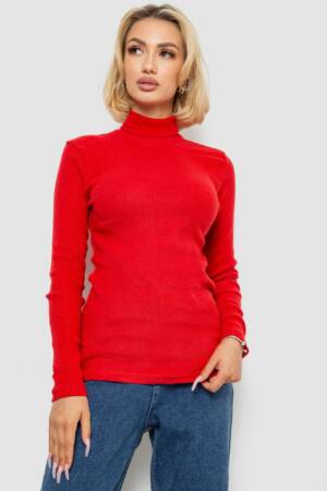 Гольф жіночий однотонний в рубчик, колір червоний, 238R803