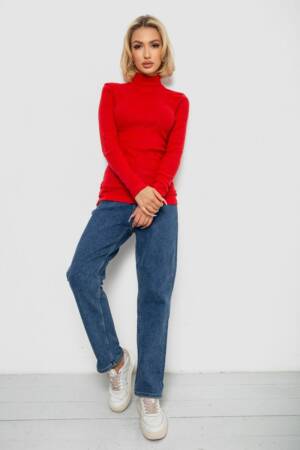 Гольф жіночий однотонний в рубчик, колір червоний, 238R803