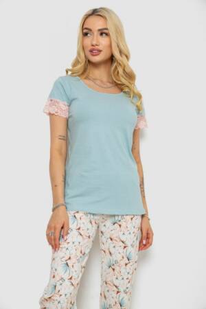 Піжама жіноча з принтом, колір оливковий, 243R1484-005