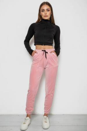 Штани жіночі велюрові, колір рожевий, 238R58168