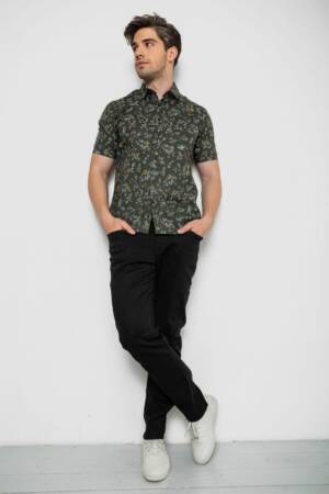 Сорочка чоловіча з принтом, колір хакі, 214R6917-91