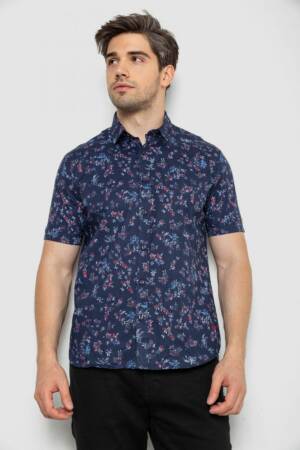 Сорочка чоловіча з принтом, колір темно-синій, 214R6917-91