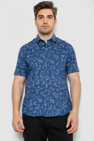 Сорочка чоловіча з принтом, колір джинс, 214R6917-91