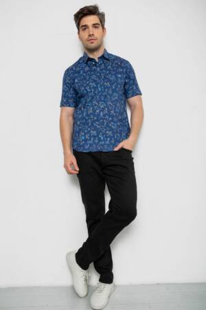 Сорочка чоловіча з принтом, колір джинс, 214R6917-91