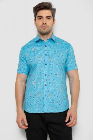 Сорочка чоловіча з принтом, колір блакитний, 214R6917-91