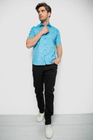 Сорочка чоловіча з принтом, колір блакитний, 214R6917-91