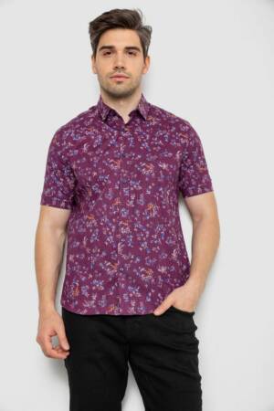 Сорочка чоловіча з принтом, колір сливовий, 214R6917-91