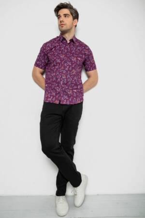 Сорочка чоловіча з принтом, колір сливовий, 214R6917-91