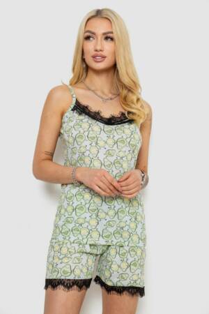 Піжама жіноча з принтом, колір оливковий, 243R2125