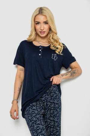 Піжама жіноча з принтом, колір синій, 243R7027