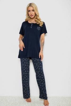 Піжама жіноча з принтом, колір синій, 243R7027