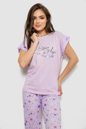Піжама жіноча з принтом, колір бузковий, 243R2086