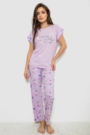 Піжама жіноча з принтом, колір бузковий, 243R2086