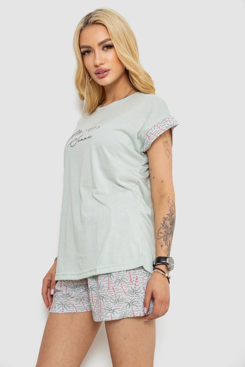 Піжама жіноча з принтом, колір м'ятний, 243R2107 - Зображення 3