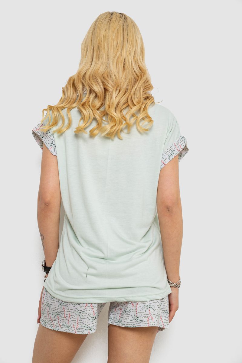 Піжама жіноча з принтом, колір м'ятний, 243R2107 - Зображення 4
