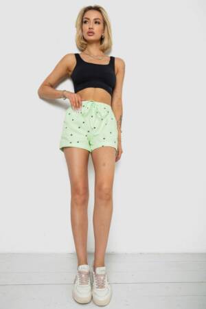 Шорти жіночі з принтом, колір салатовий, 238R7164-1