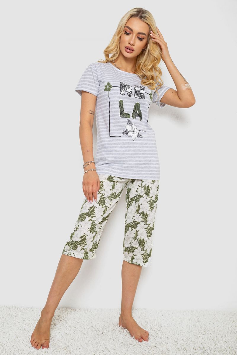 Піжама жіноча з принтом, колір сірий, 243R3757 - Зображення 3