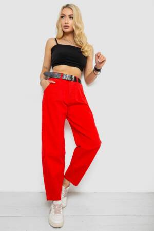 Джинси жіночі балони, колір червоний, 182R00255