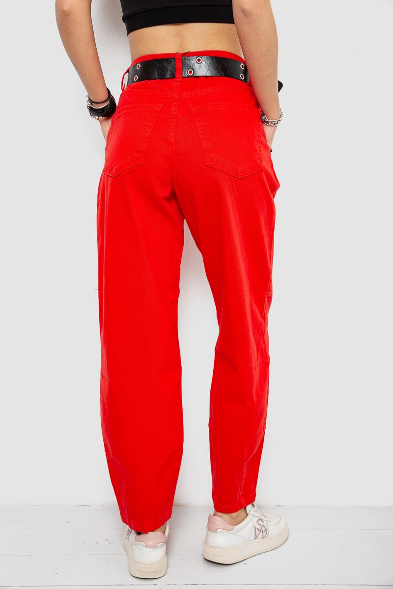 Джинси жіночі балони, колір червоний, 182R00255 - Зображення 4
