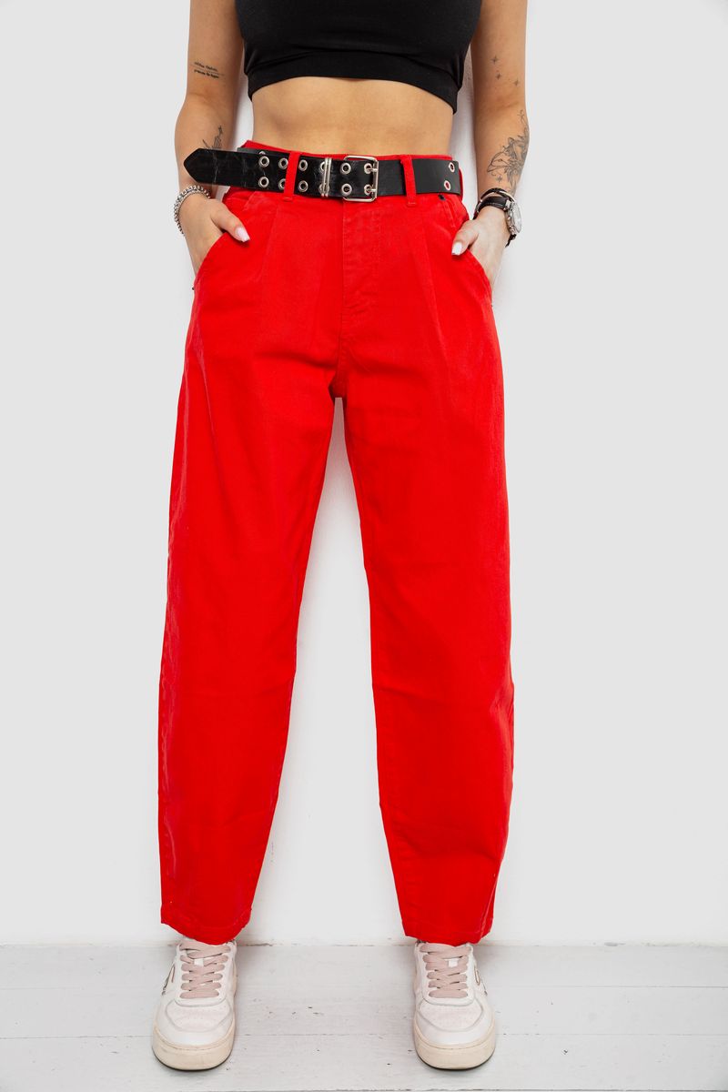 Джинси жіночі балони, колір червоний, 182R00255
