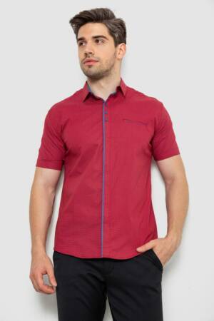 Сорочка чоловіча з принтом, колір бордовий, 214R7028