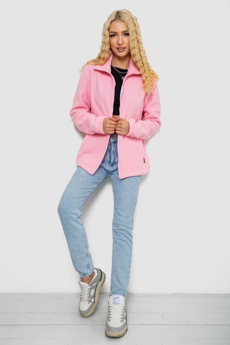 Кофта жіноча флісова на блискавці, колір рожевий, 102R5278
