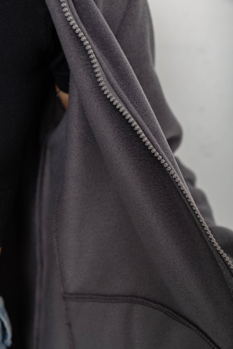 Кофта жіноча флісова на блискавці, колір темно-сірий, 102R5278 - Зображення 6