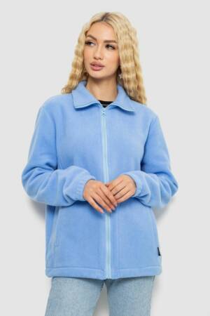Кофта жіноча флісова на блискавці, колір блакитний, 102R5278