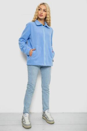 Кофта жіноча флісова на блискавці, колір блакитний, 102R5278