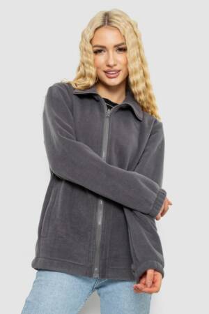 Кофта жіноча флісова на блискавці, колір темно-сірий, 102R5278
