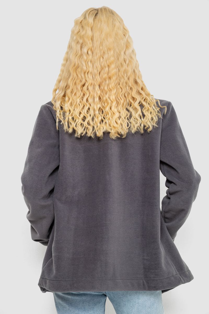 Кофта жіноча флісова на блискавці, колір темно-сірий, 102R5278 - Зображення 4