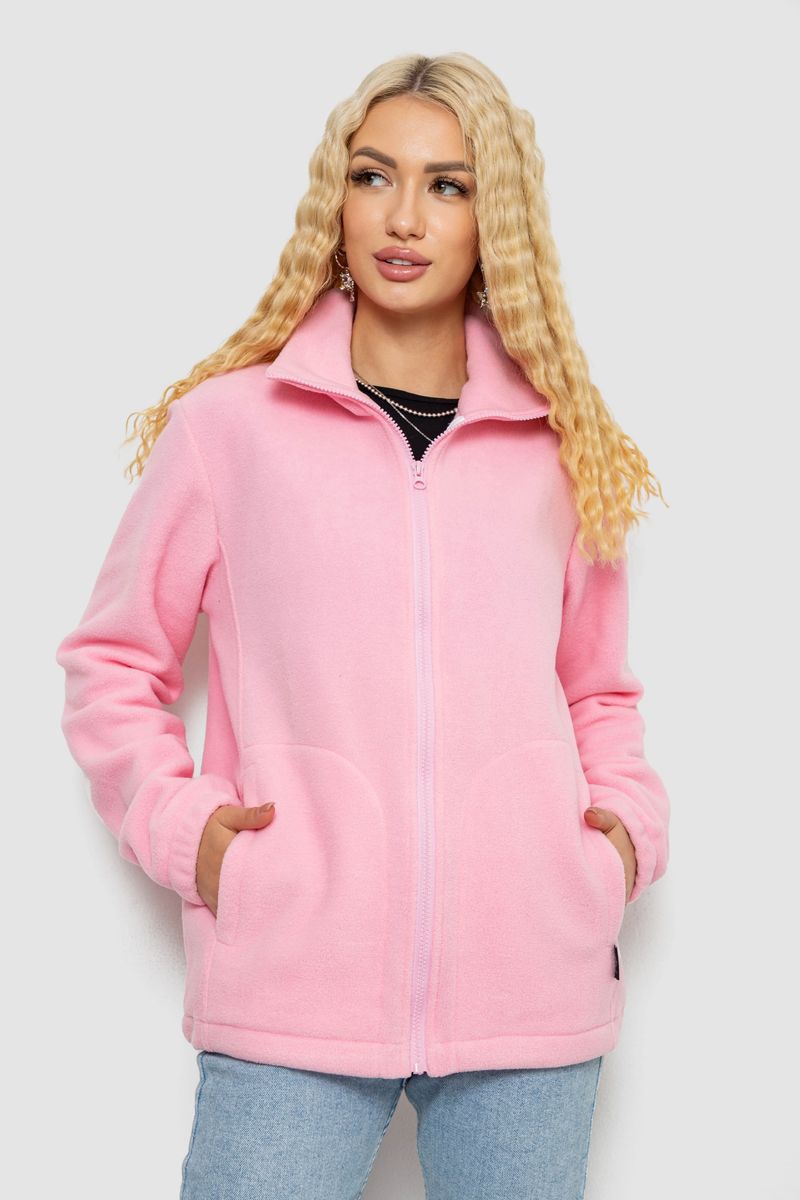 Кофта жіноча флісова на блискавці, колір рожевий, 102R5278