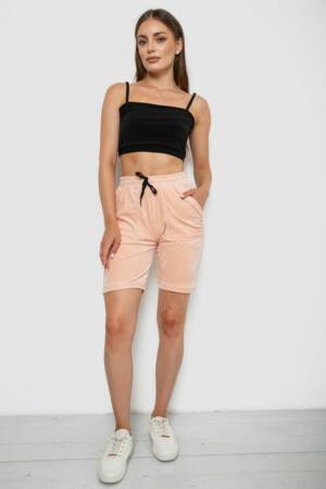 Шорти жіночі однотонні велюрові, колір персиковий, 238R58169