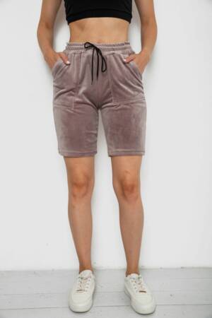 Шорти жіночі однотонні велюрові, колір мокко, 238R58169