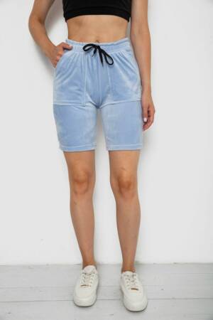 Шорти жіночі однотонні велюрові, колір блакитний, 238R58169
