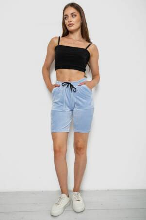 Шорти жіночі однотонні велюрові, колір блакитний, 238R58169