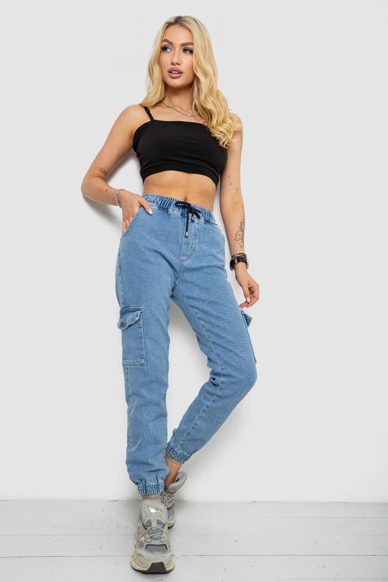 Джинси жіночі карго, колір блакитний, 182R1427